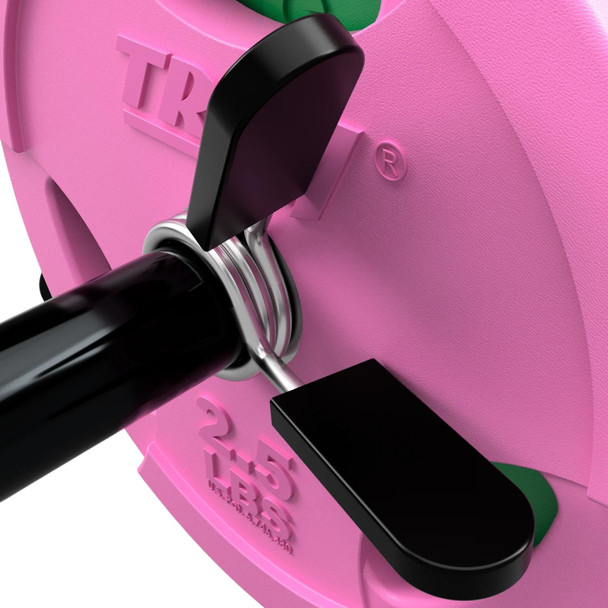 Troy USA Sports Standard 1" Spring Clip Collars on Troy Colored Cardio Barbell Set