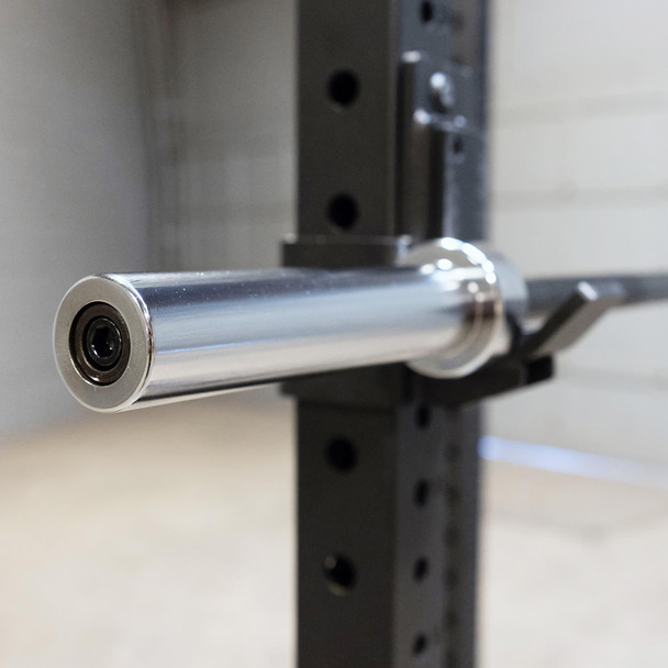 Body-Solid (OB72B) 6' Weight Bar - Chrome Sleeve Close View