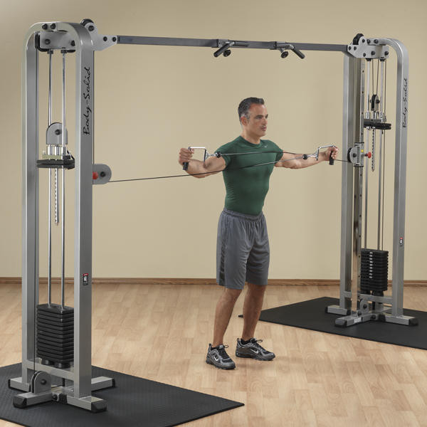 Body-Solid (SCC1200G) Cable Machine in Home Gym - Rear Delt Exercise