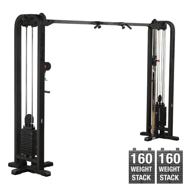 Body-Solid Dual Cable Machine Showing 160 lb Weight Stack Configuration