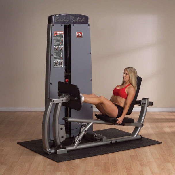 Body-Solid (DCLP-SF) Commercial Seated Leg Press & Calf Machine - Woman Exercising
