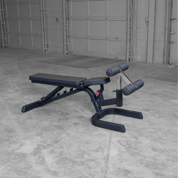 Body-Solid GFID71B Adjustable Fitness Bench Seat Cushion Lowered to Horizontal Level Setting