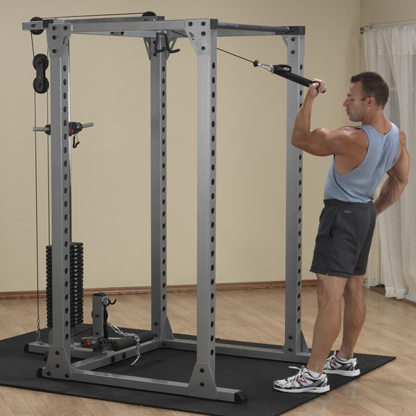 Body-Solid (GPR378) Pro Power Rack - Bicep Curl Exercise on High Pulley Option