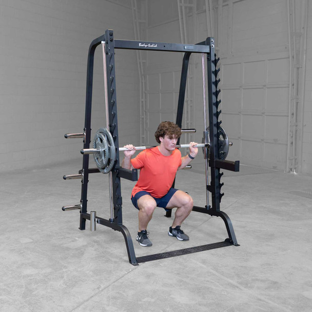 Body-Solid Series 7 Smith Machine/Half Rack - Squat Exercise in Home Fitness Room