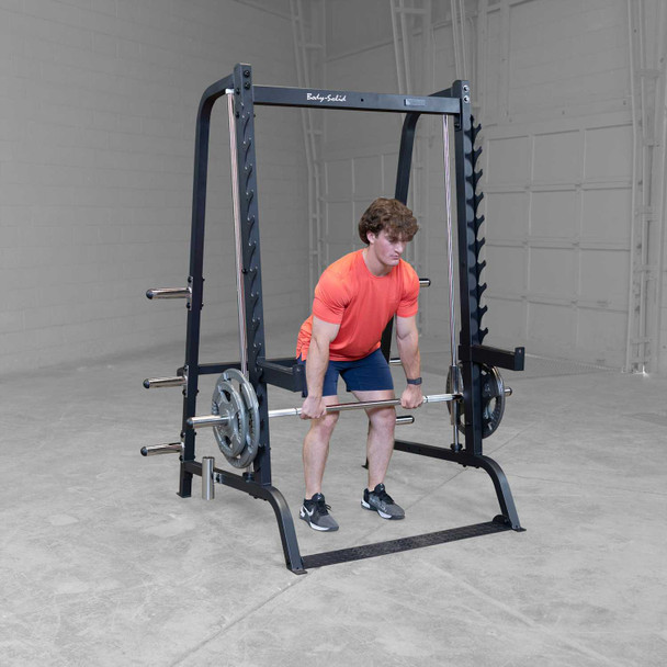 Body-Solid Series 7 Smith Machine/Half Rack - Back Row Exercise in Home Gym