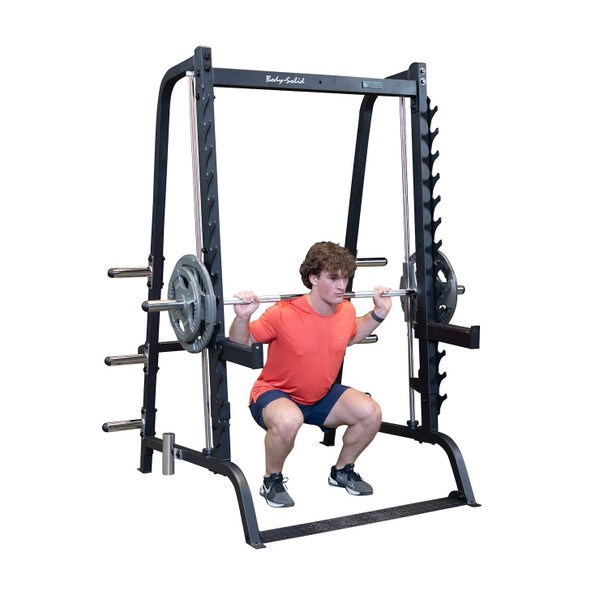 Body-Solid Series 7 Smith Machine/Half Rack - Smith Machine Squat Exercise