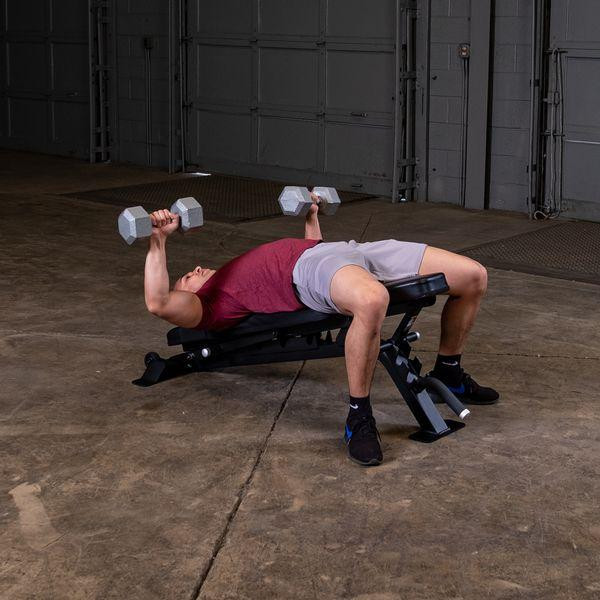 Body-Solid (SFID325B) Clubline Adjustable Bench - Flat Chest Press Exercise