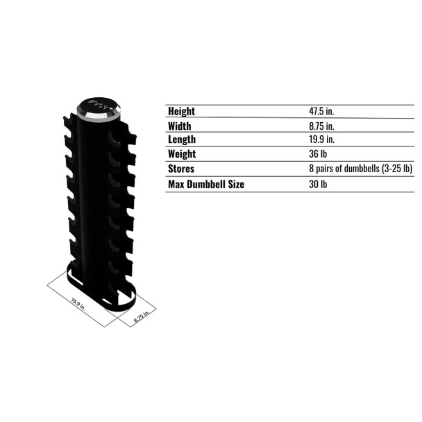 Troy VTX Vertical Dumbbell Rack - Dimensions & Specifications