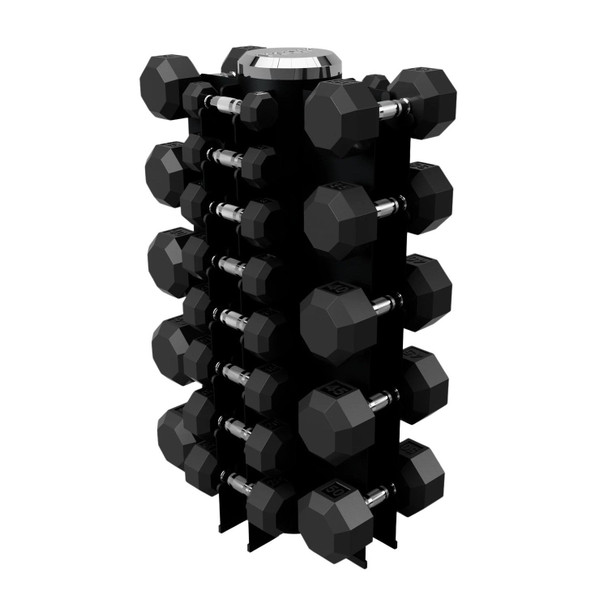 Troy VTX 3-50 lb Rubber Dumbbell Set & Rack