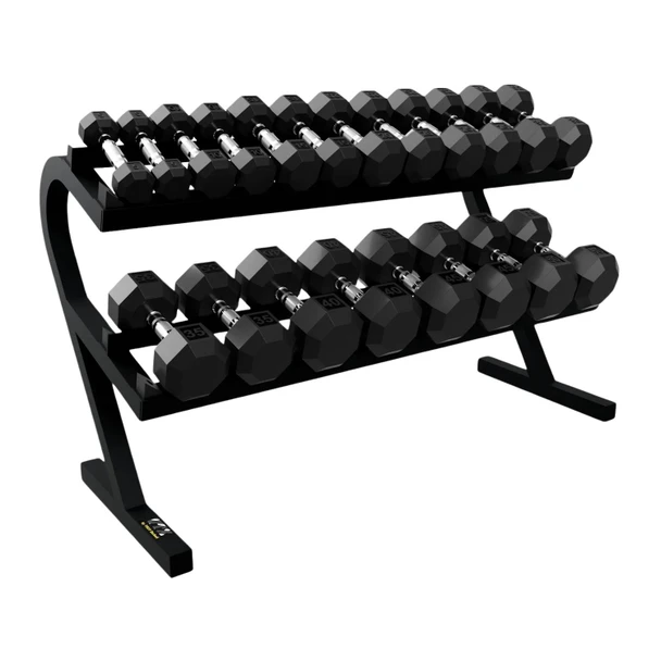 Troy VTX (5-50 lb) Rubber-Coated Dumbbell Set & 2-Tier Rack