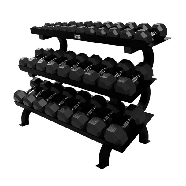 Troy VTX 5-75 lb 8-Sided Rubber-Coated Dumbbell Set & Rack