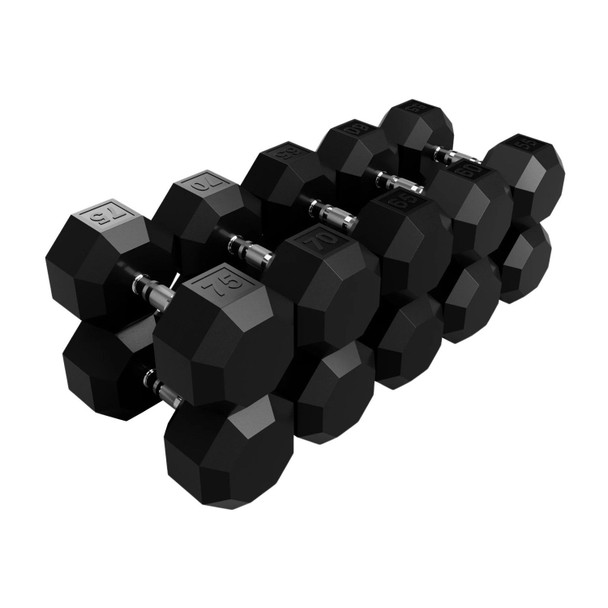 Troy VTX 5-100 lb Rubber Dumbbells w/ Rack - 55-75 lb Dumbbells Only View