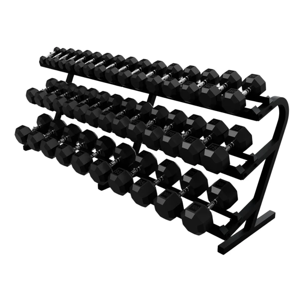 Troy VTX 5-100 lb Rubber-Coated Dumbbell Set with 3-Tier Rack