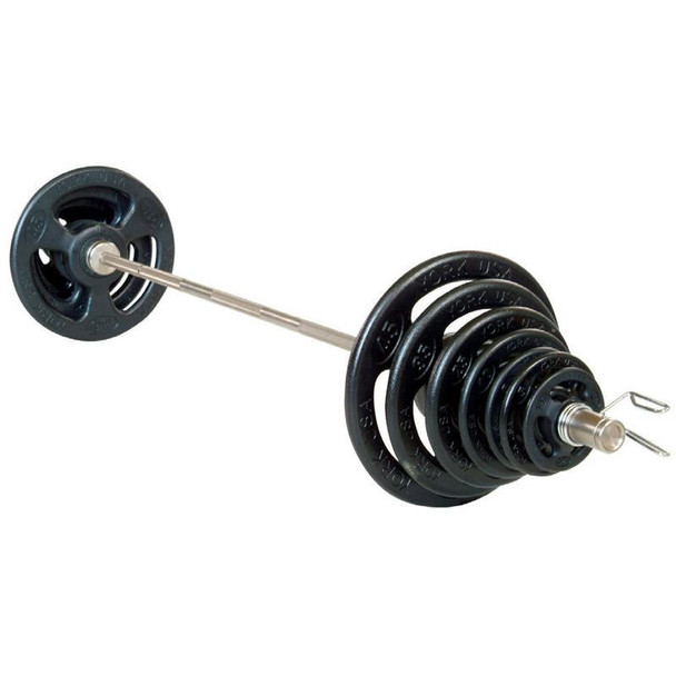 York Iso-Grip Steel Olympic Barbell Set