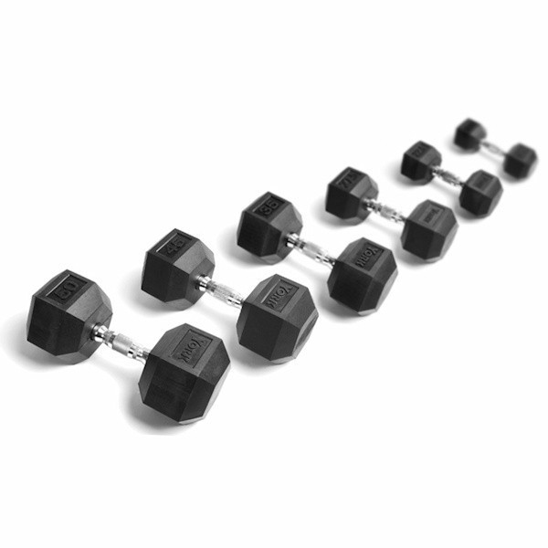 York Rubber-Coated Hex Dumbbells