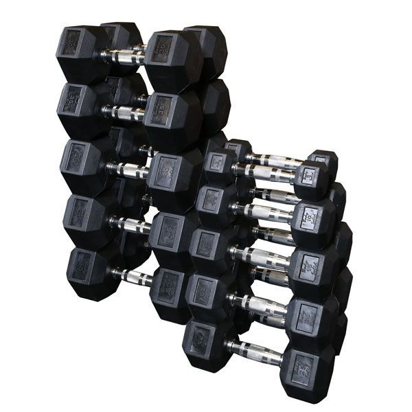 Body-Solid Rubber Hex Dumbbells