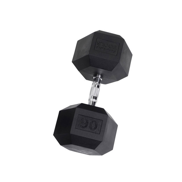 Body-Solid 90 lb Rubber Hex Dumbbell