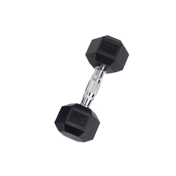 Body-Solid 15 lb Rubber Hex Dumbbell