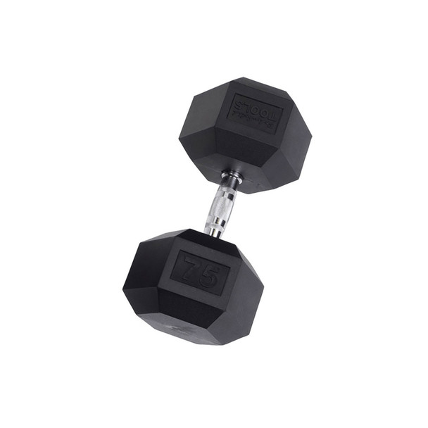 Body-Solid 75 lb Rubber Hex Dumbbell