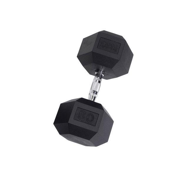 Body-Solid 80 lb Rubber Hex Dumbbell