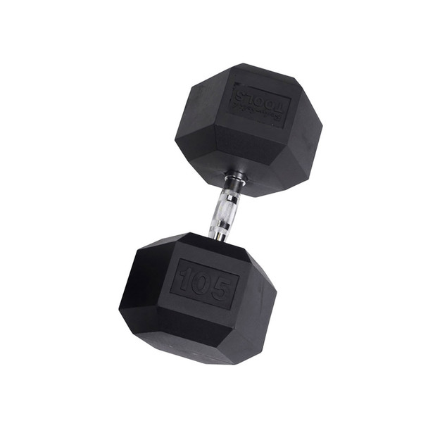 Body-Solid 105 lb Rubber Hex Dumbbell