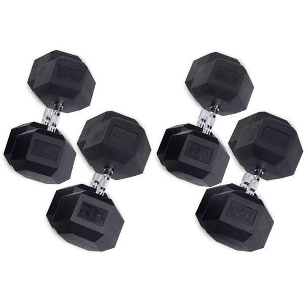 Body-Solid 105-120 lb Rubber Hex Dumbbell Set
