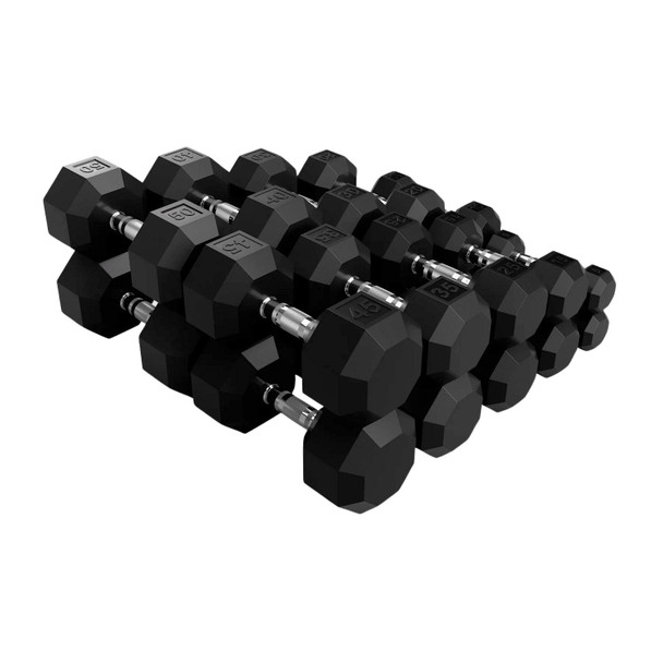 Troy VTX 10-50 lb 8-Sided Rubber Dumbbell Set