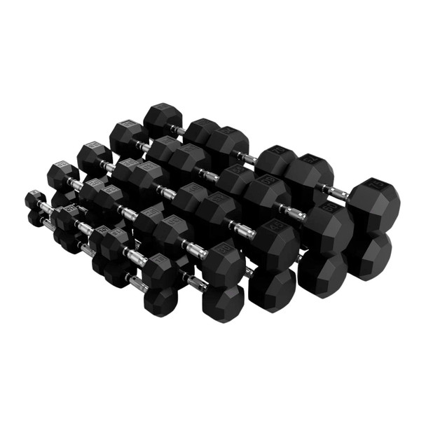 Troy VTX 5-50 lb 8-Sided Rubber Dumbbell Set
