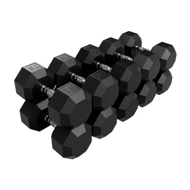 Troy VTX (SD-R) 8-Sided Rubber Dumbbells - 55-75 lb Set