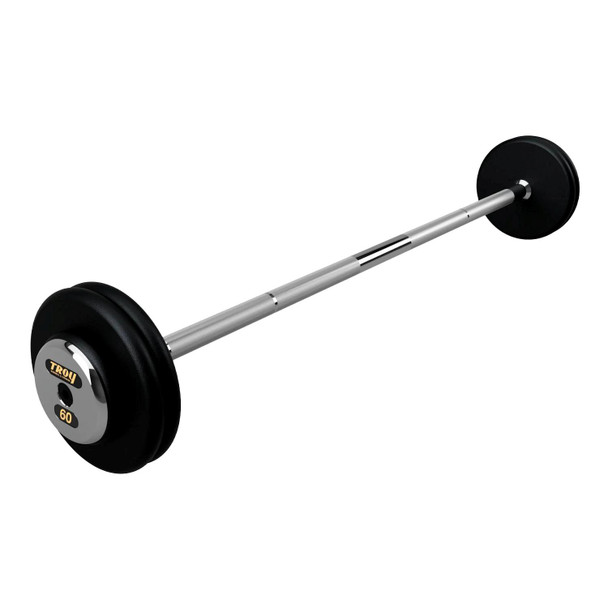 Troy 60 lb Black Cast Iron Fixed Barbell - Straight Bar and Chrome End Caps