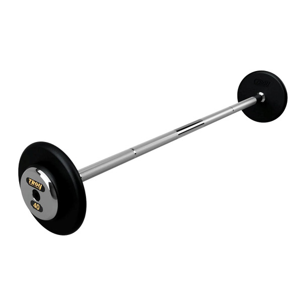 Troy 40 lb Black Cast Iron Fixed Barbell - Straight Bar and Chrome End Caps