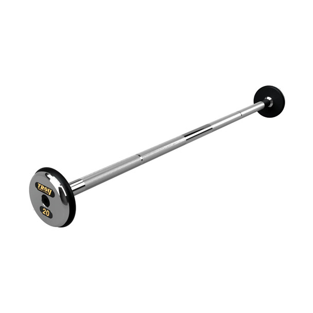 Troy 20 lb Black Cast Iron Fixed Barbell - Straight Bar and Chrome End Caps