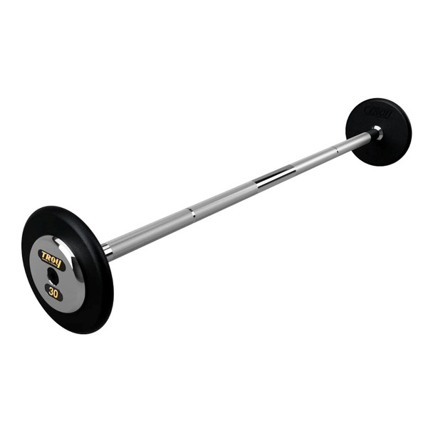 Troy 30 lb Fixed Weight Barbell w/ Straight Bar and Chrome End Caps