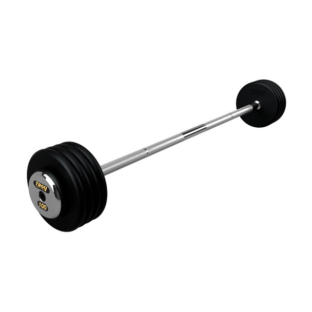 Troy 100 lb Fixed Barbell w/ Straight Bar and Chrome End Caps
