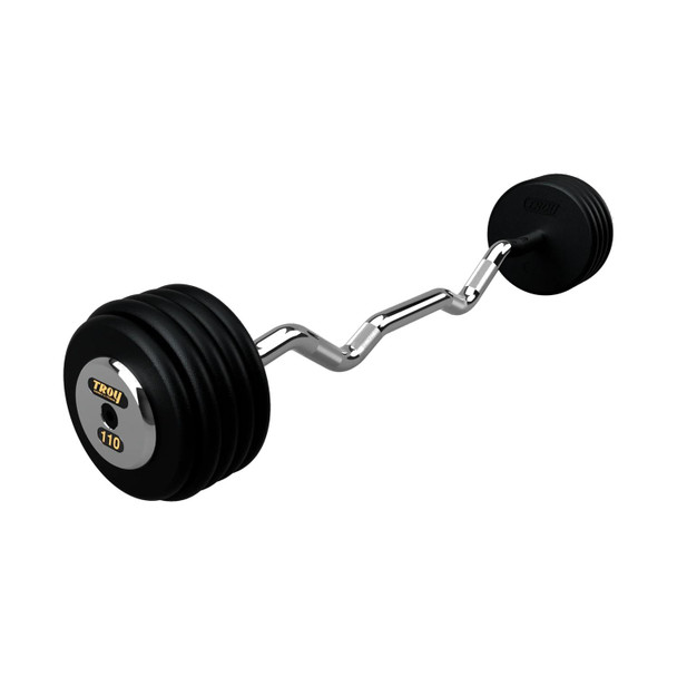 Troy 110 lb Black Cast Iron Fixed Curl Weight Bar with Chrome End Caps