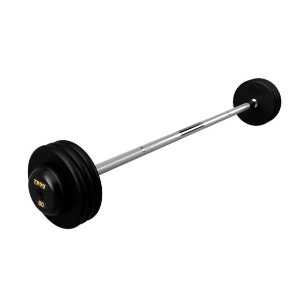 Troy 80 lb Black Cast Iron Pro-Style Fixed Bar with Black End Caps