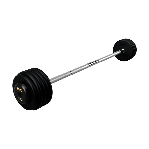 Troy 110 lb Black Cast Iron Pro-Style Barbell with Black End Caps