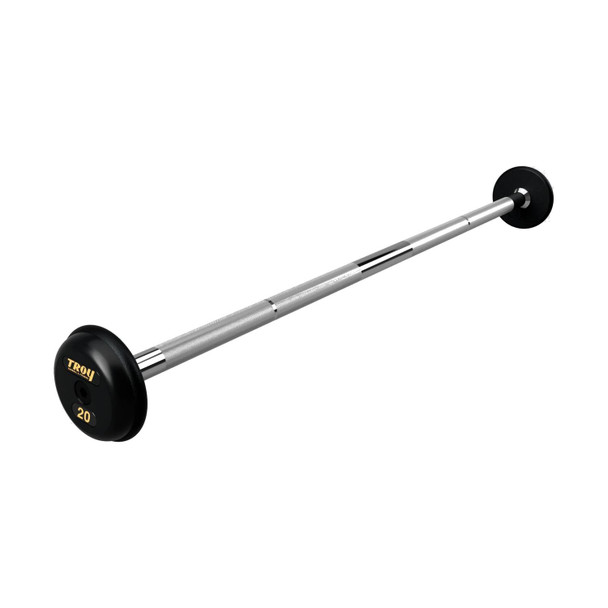 Troy 20 lb Black Cast Iron Fixed Barbell - Straight Bar and Black End Caps