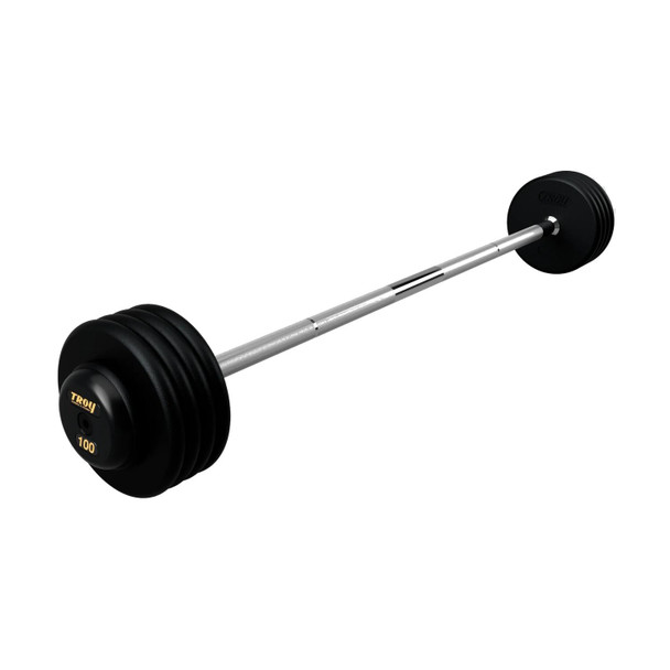 Troy 100 lb Black Cast Iron Fixed Barbell - Straight Bar and Black End Caps