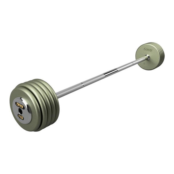 Troy 110 lb Gray Iron Fixed Barbell w/ Straight Bar and Chrome End Caps