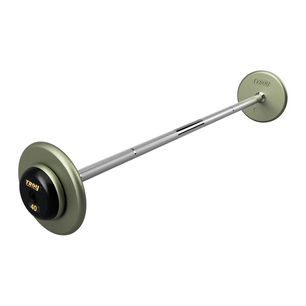 Troy 40 lb Gray Cast Iron Fixed Barbell w/ Rubber End Caps and Straight Bar
