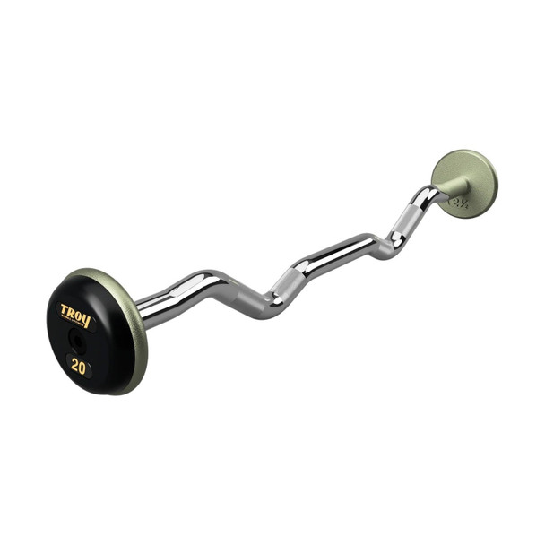 Troy 20 lb Gray Cast Iron Pro-Style Curl Bar with Black End Caps