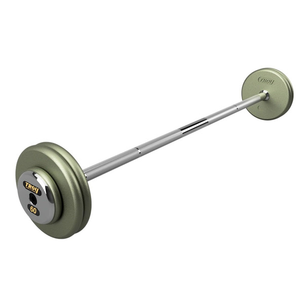 Troy 60 lb Gray Cast Iron Fixed Barbell w/ Straight Bar and Chrome End Caps