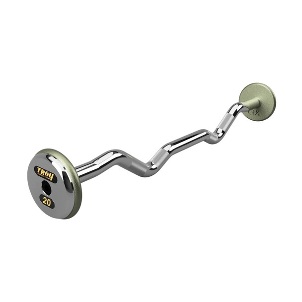 Troy 20 lb Hammertone Barbell w/ Chrome End Caps and EZ Curl Bar