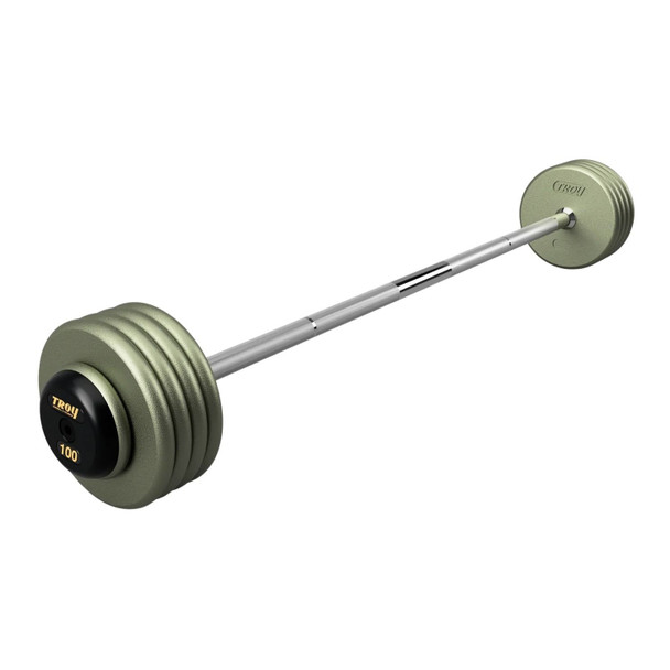 Troy 100 lb Gray Cast Iron Fixed Gym Bar with Black End Caps
