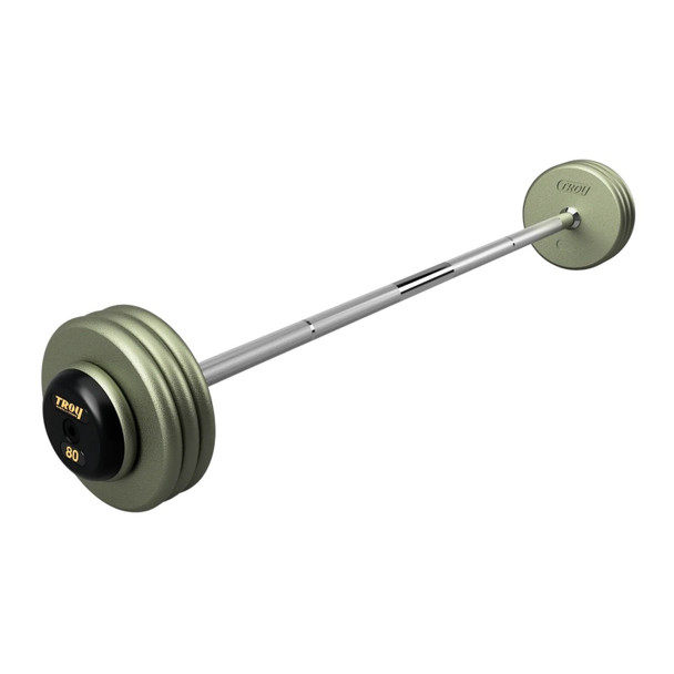 Troy 80 lb Gray Cast Iron Fixed Barbell w/ Straight Bar and Rubber End Caps