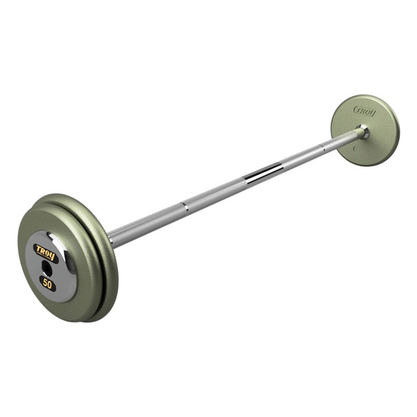 Troy 50 lb Gray Cast Iron Fixed Barbell w/ Chrome End Caps and Straight Bar
