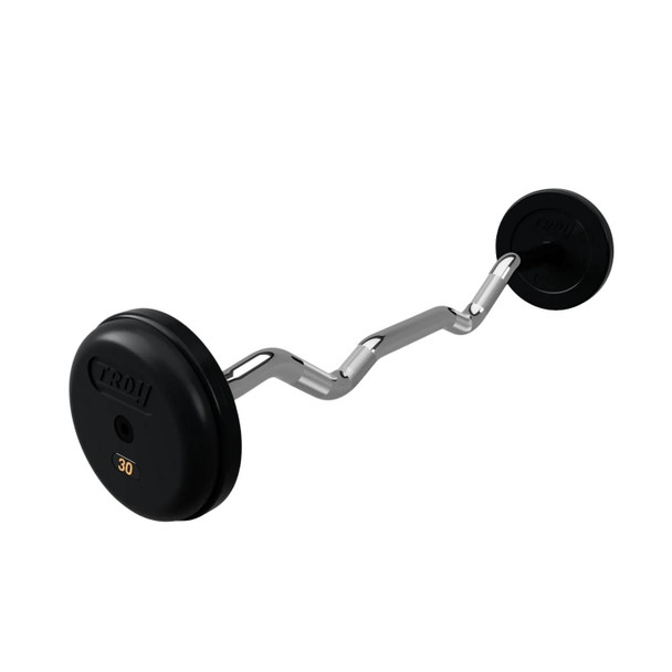 Troy Barbell 30 lb Rubber Fixed Barbell w/ EZ Curl Bar