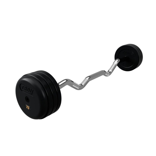 Troy 70 lb Rubber-Coated Barbell w/ EZ Curl Bar