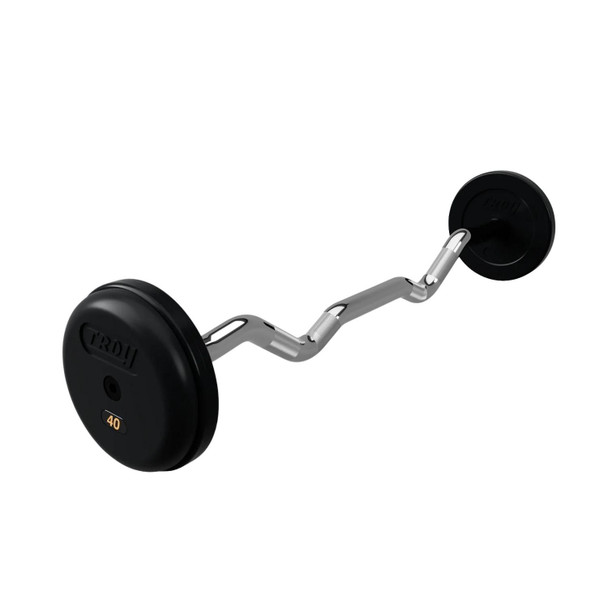 Troy 40 lb Rubber-Coated Fixed Barbell w/ EZ Curl Bar